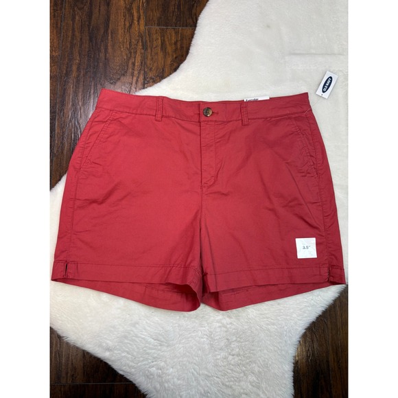 Old Navy Pants - Old Navy Everyday Short 14 Red High Rise Chino Stretch Cotton Twill Women